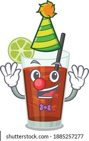 smiley clown cuba libre cocktail cartoon character design concept