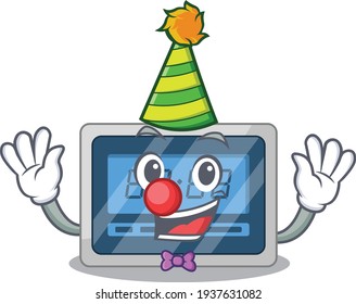 smiley clown digital timer cartoon character design concept