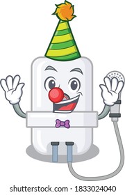 smiley clown electric water heater cartoon character design concept