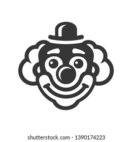 Smiley Clown Face Icon on White Background. Vector