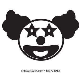 Smiley clown face icon vector isolated in white background.