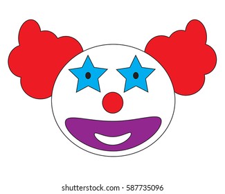 Smiley clown face icon vector isolated in white background.