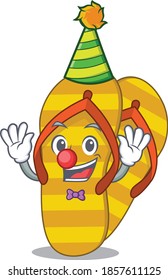 smiley clown flip flops cartoon character design concept