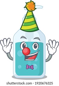 smiley clown hand sanitizer cartoon character design concept