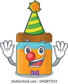 smiley clown honey jar cartoon character design concept