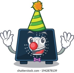 smiley clown kitchen timer cartoon character design concept