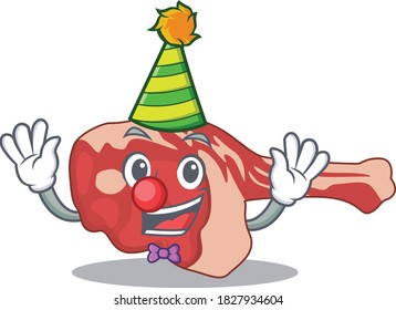 smiley clown leg of lamb cartoon character design concept