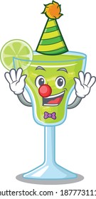 smiley clown margarita cocktail cartoon character design concept