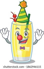 smiley clown pina colada cocktail cartoon character design concept