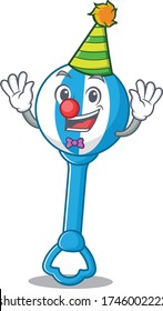 smiley clown rattle toy cartoon character design concept