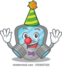 smiley clown respirator mask cartoon character design concept