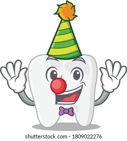 smiley clown tooth cartoon character design concept