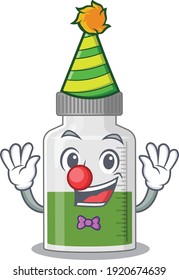 smiley clown vitamin syrup cartoon character design concept