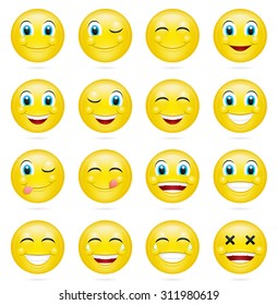 Set Emoticons Set Emoji Isolated Vector Stock Vector (Royalty Free ...