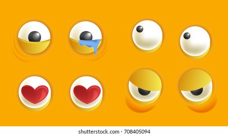 Smiley constructor with eyes in different mood set