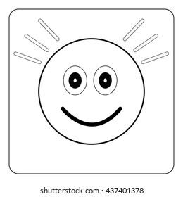 Smiley contour on white background. Vector illustration.