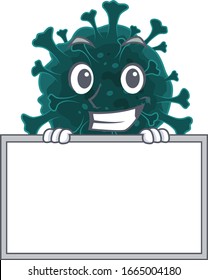 Smiley coronavirus COVID 19 cartoon character style bring board
