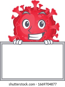 Smiley coronavirus substance cartoon character style bring board