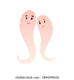 Smiley Couple Ghost On White Background.