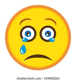 Smiley cry, crying emoji illustration vector