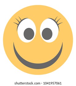 A smiley depicting expression of being happy and adorable with long lashes