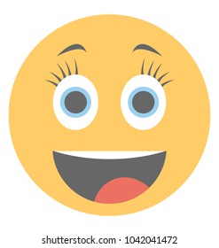 A smiley depicting expression of being happy and adorable with long lashes