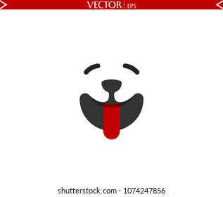 Smiley Dog Face With Eyes template. Vector illustration
