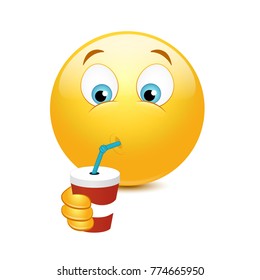 Smiley drinking a cocktail rom a straw
