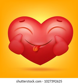 Smiley emoji heart cartoon character icon. Vector illustration