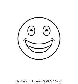 Smiley emoji line art with white backgeound
