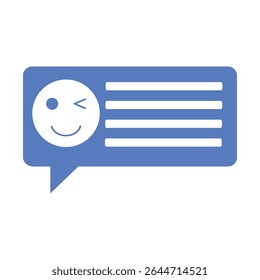 Smiley emoji in message bubble with lines, playful flat style chat vector illustration