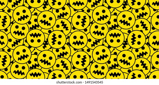 smiley emoji seamless pattern vector icon Halloween skull ghost scarf isolated repeat wallpaper tile background cartoon illustration design