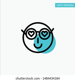 Smiley, Emojis, Love, Cute, User turquoise highlight circle point Vector icon. Vector Icon Template background