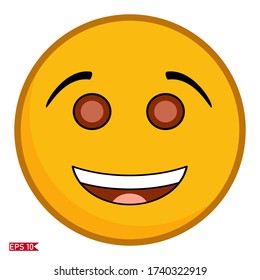 diseño emoticono sonriente, de estilo plano.