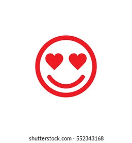 Smiley emoticon face in love line icon, for apps and websites.