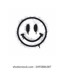 
Smiley emoticon graffiti sprayed in black on white.