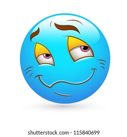 Smiley Emoticons Face Vector - Blushing