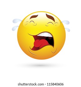 Smiley Emoticons Face Vector - Crying Expression