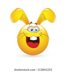 Smiley Emoticons Face Vector - Easter Bunny