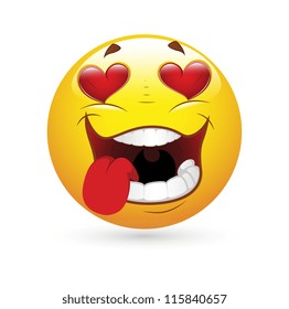 Smiley Emoticons Face Vector - Falling in Love