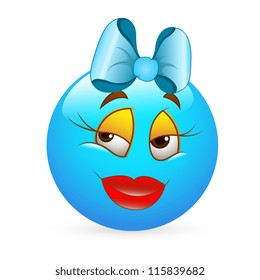 Smiley Emoticons Face Vector - Girlish Expression