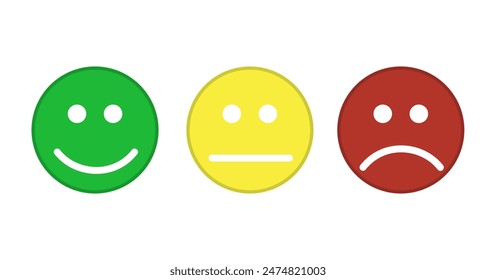 Smiley emoticons icon positive, neutral and negative. Vector illustration in flat style