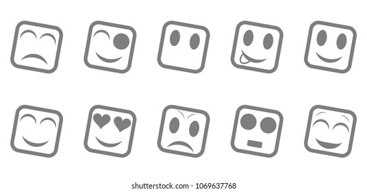 Smiley emoticons line icons. Happy, sad, upset, crying, love, cool, star, kiss, sleepy and other vector emotions.