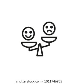 Smiley Emoticons on Scales Line Icon