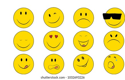 Smiley Emotions Illustration Stock Vector (Royalty Free) 1032693226 ...