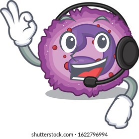 Smiley eosinophil cell cartoon character design wearing headphone