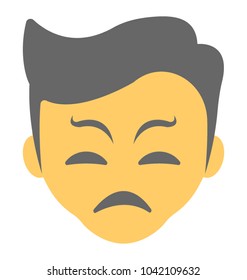 A smiley expressing being annoyed