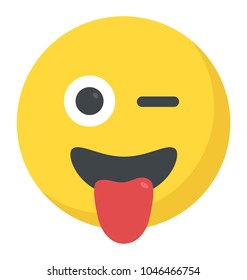 A smiley expressing craziness, winking emoticon