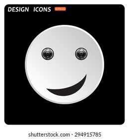 smiley, eye web cam. icon. vector design