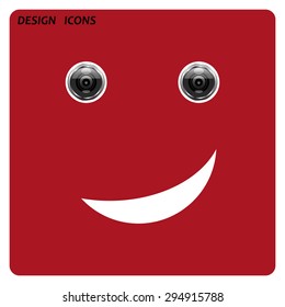 smiley, eye web cam. icon. vector design